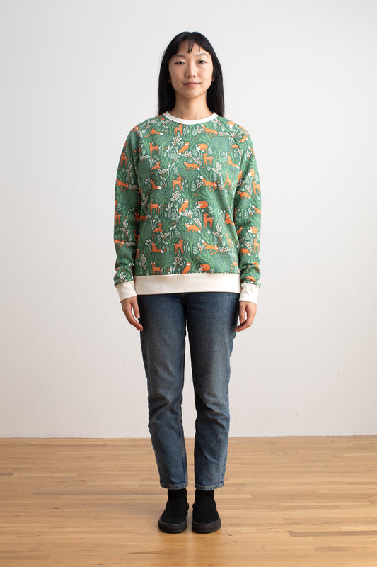 Adult Sweatshirt - Deer & Foxes Green
