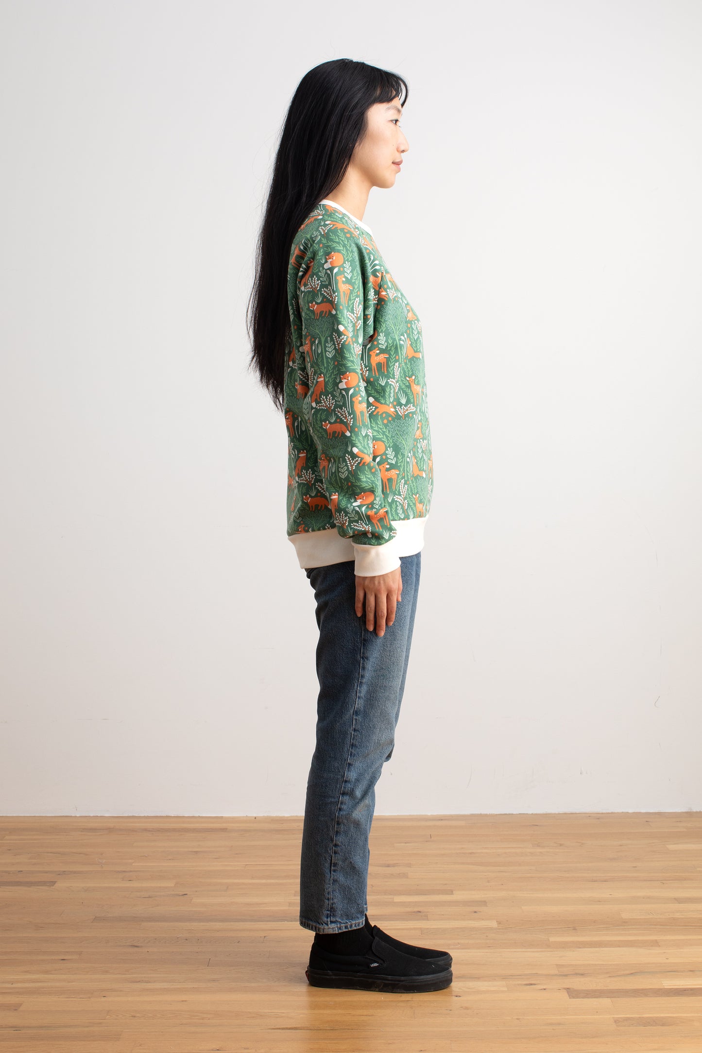 Adult Sweatshirt - Deer & Foxes Green