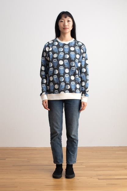 Adult Sweatshirt - Midnight Owls Charcoal & Blue