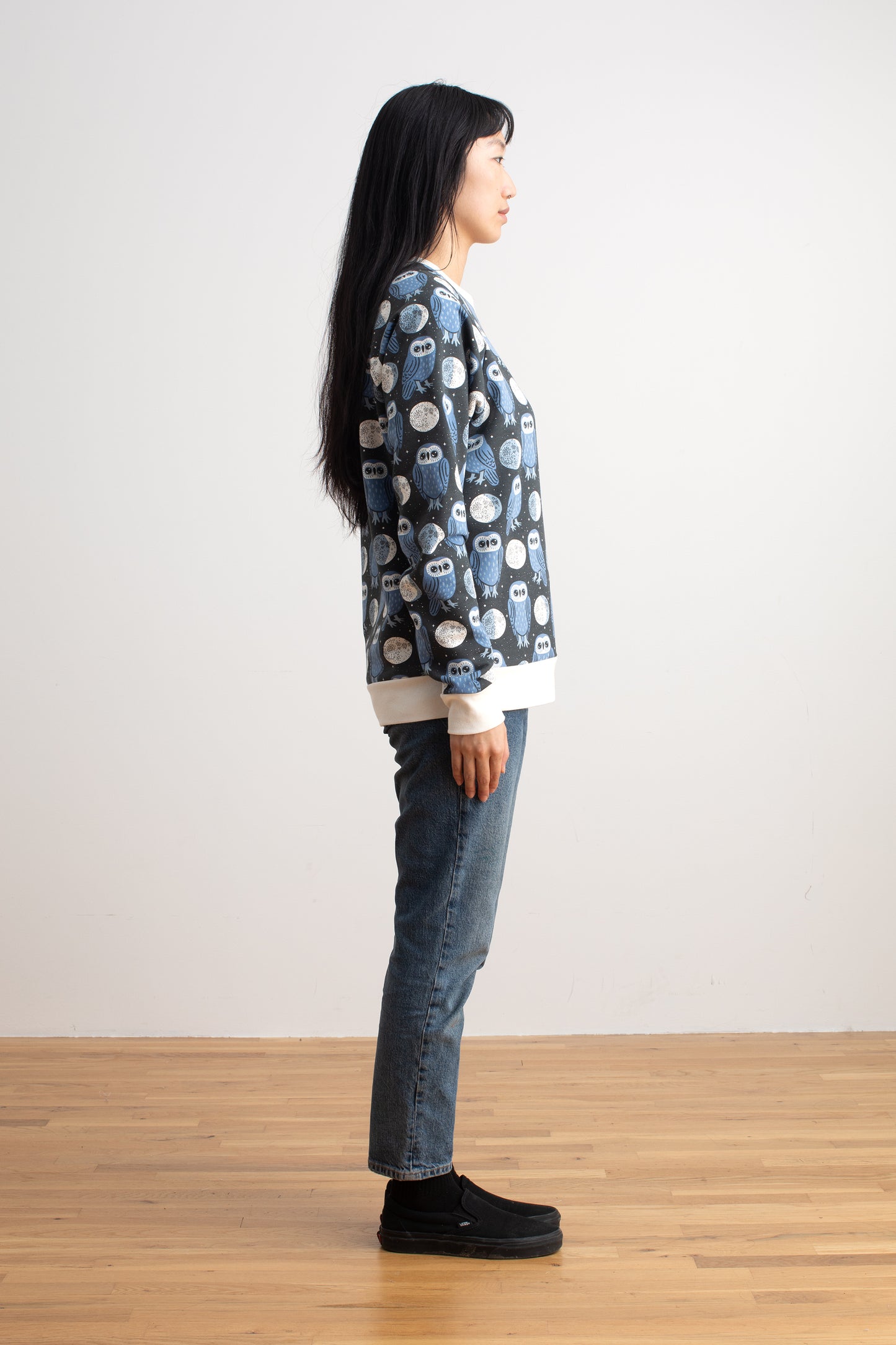 Adult Sweatshirt - Midnight Owls Charcoal & Blue