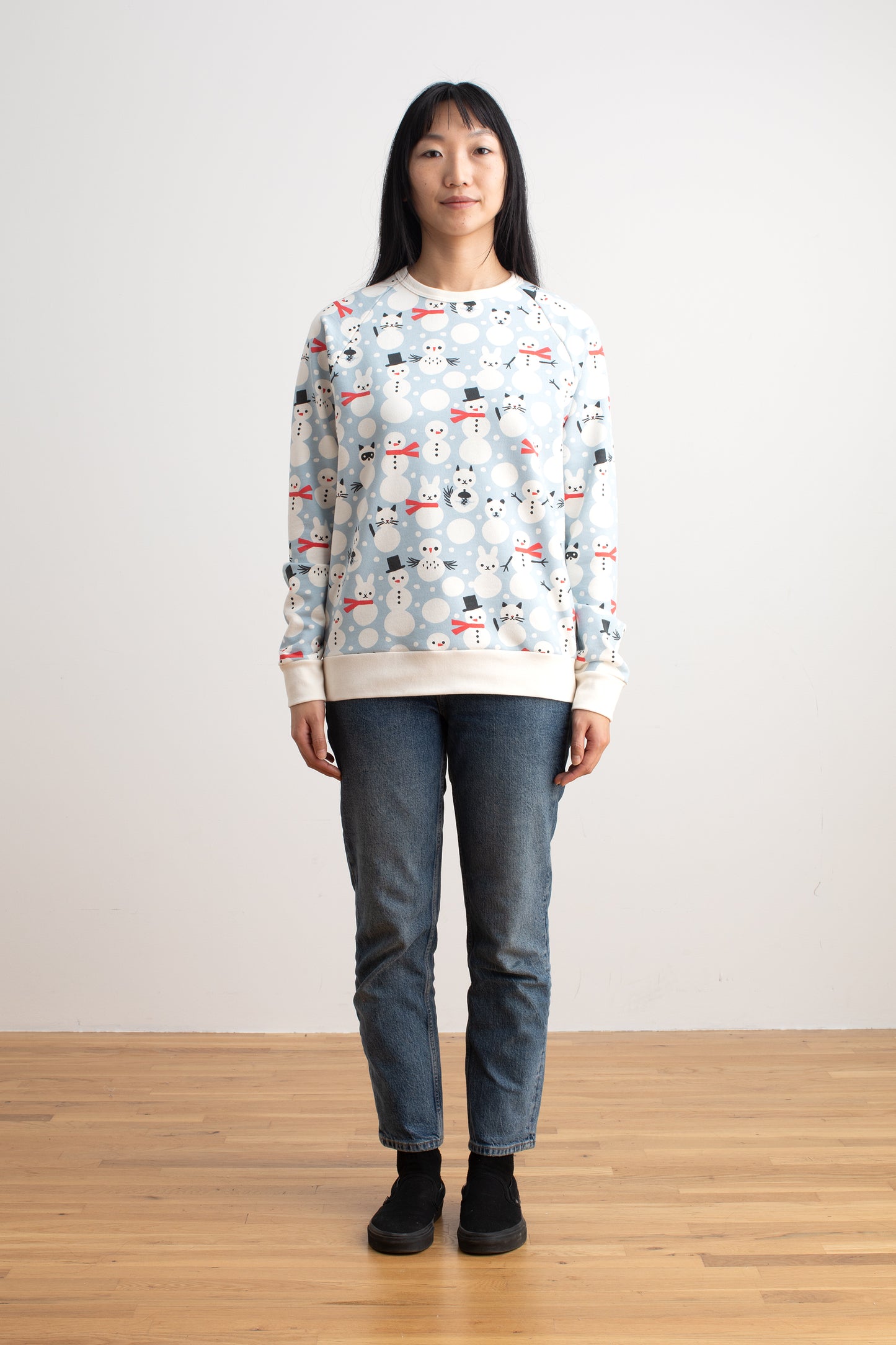 Adult Sweatshirt - Snow Creatures Sky Blue