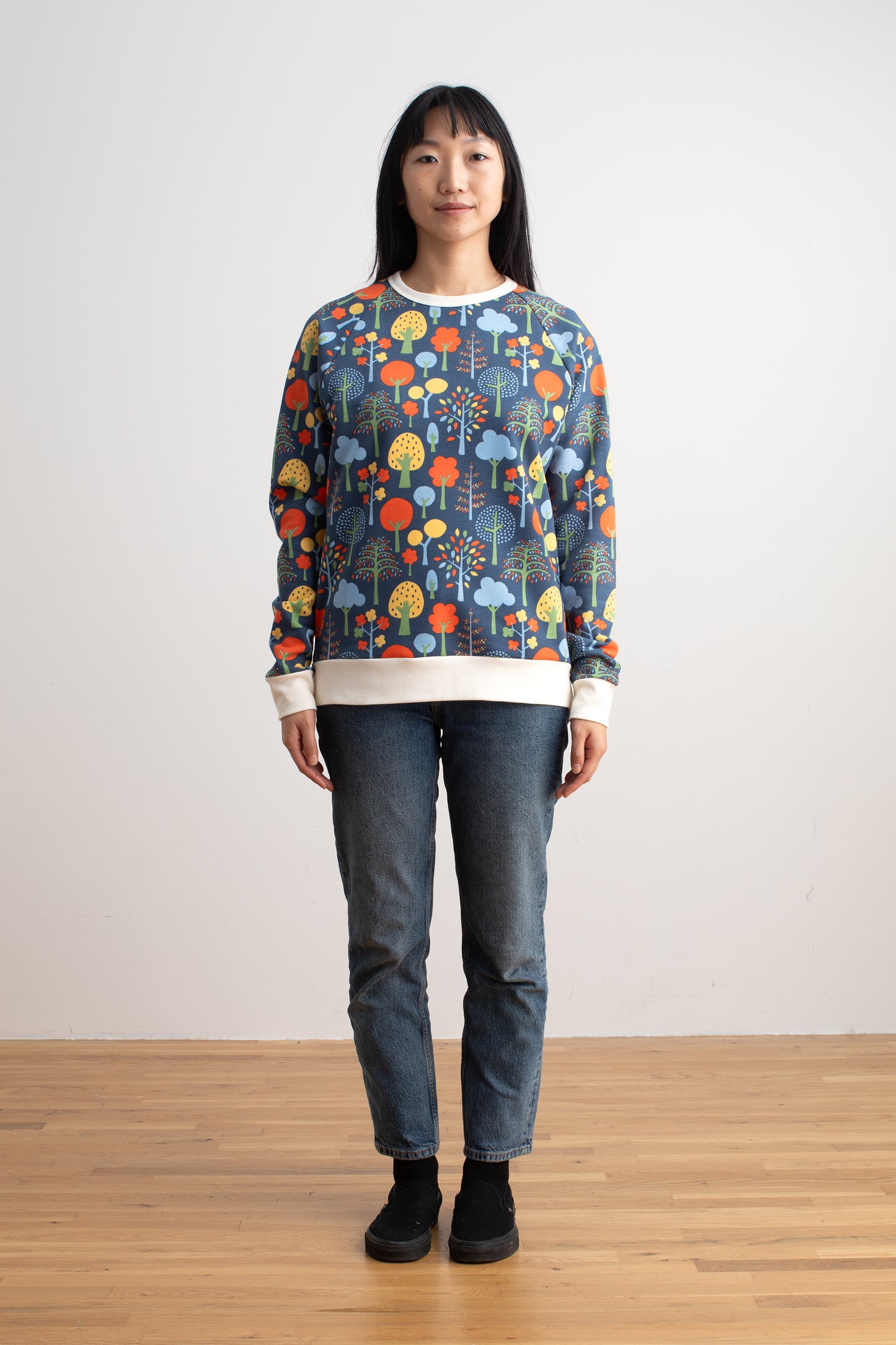 Adult Sweatshirt - Trees Navy & Green