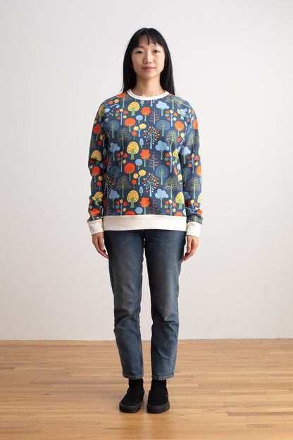 Adult Sweatshirt - Trees Navy & Green