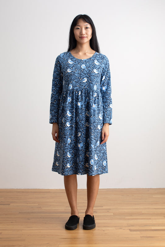 Copenhagen Dress - Chickadees Navy & Blue