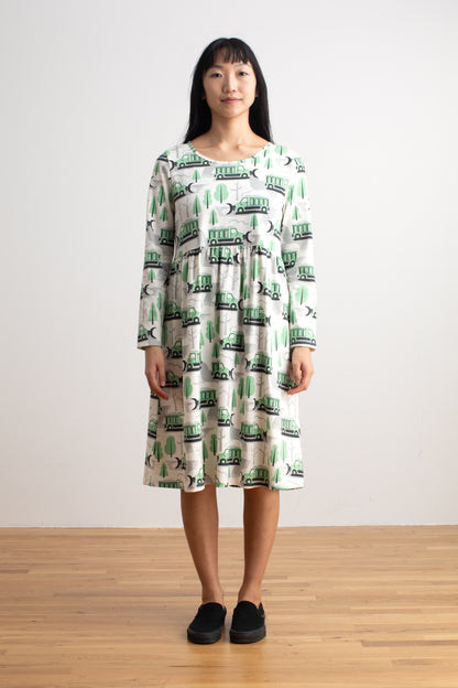 Copenhagen Dress - Snow Plows Green