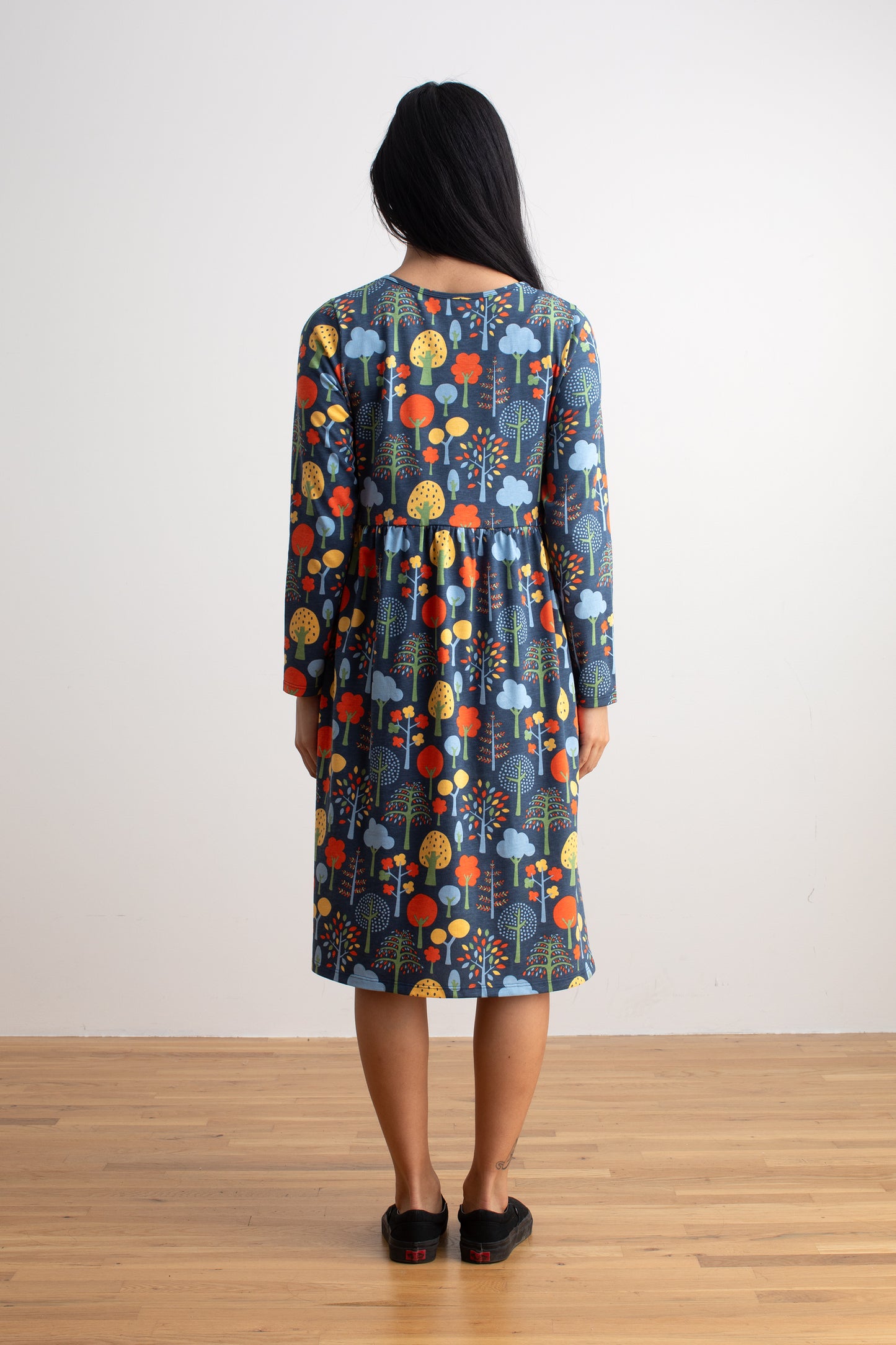 Copenhagen Dress - Trees Navy & Green