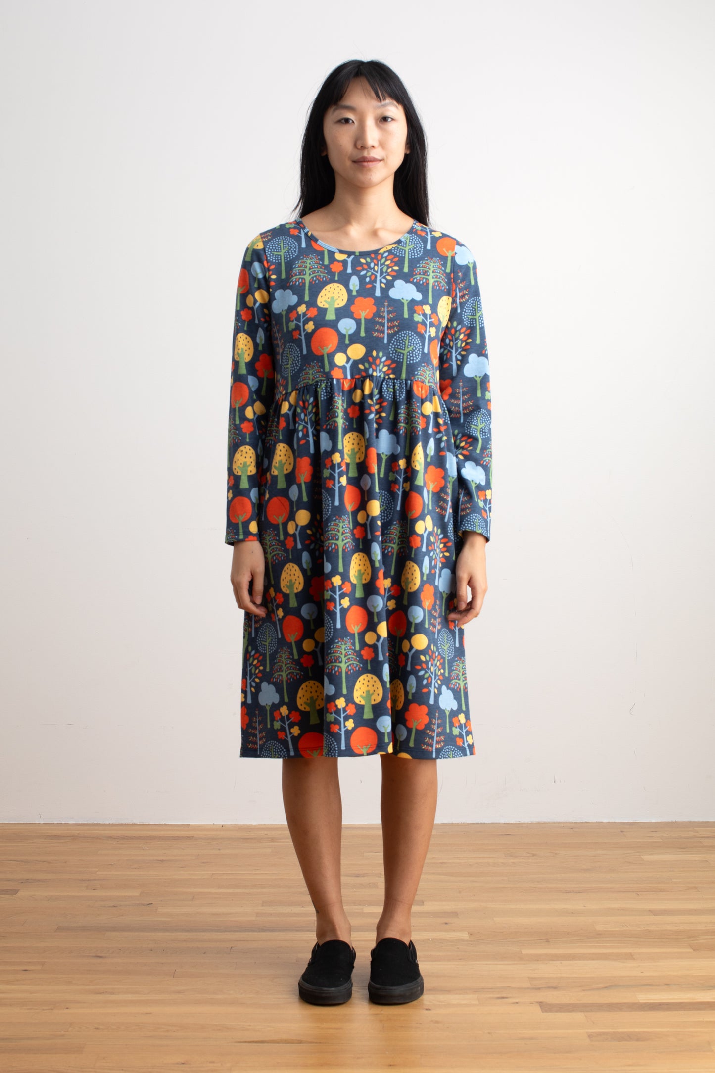 Copenhagen Dress - Trees Navy & Green