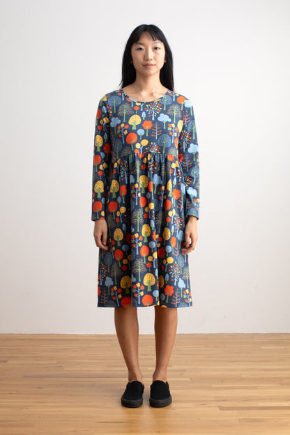Copenhagen Dress - Trees Navy & Green