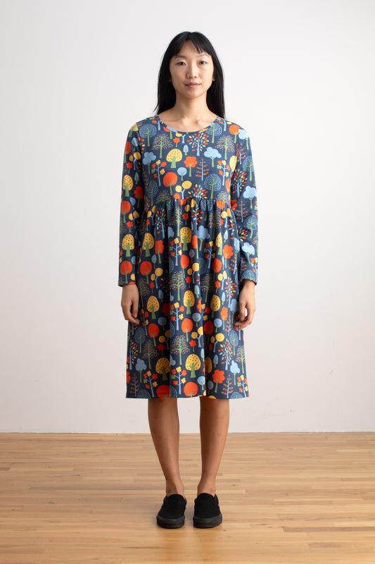 Copenhagen Dress - Trees Navy & Green