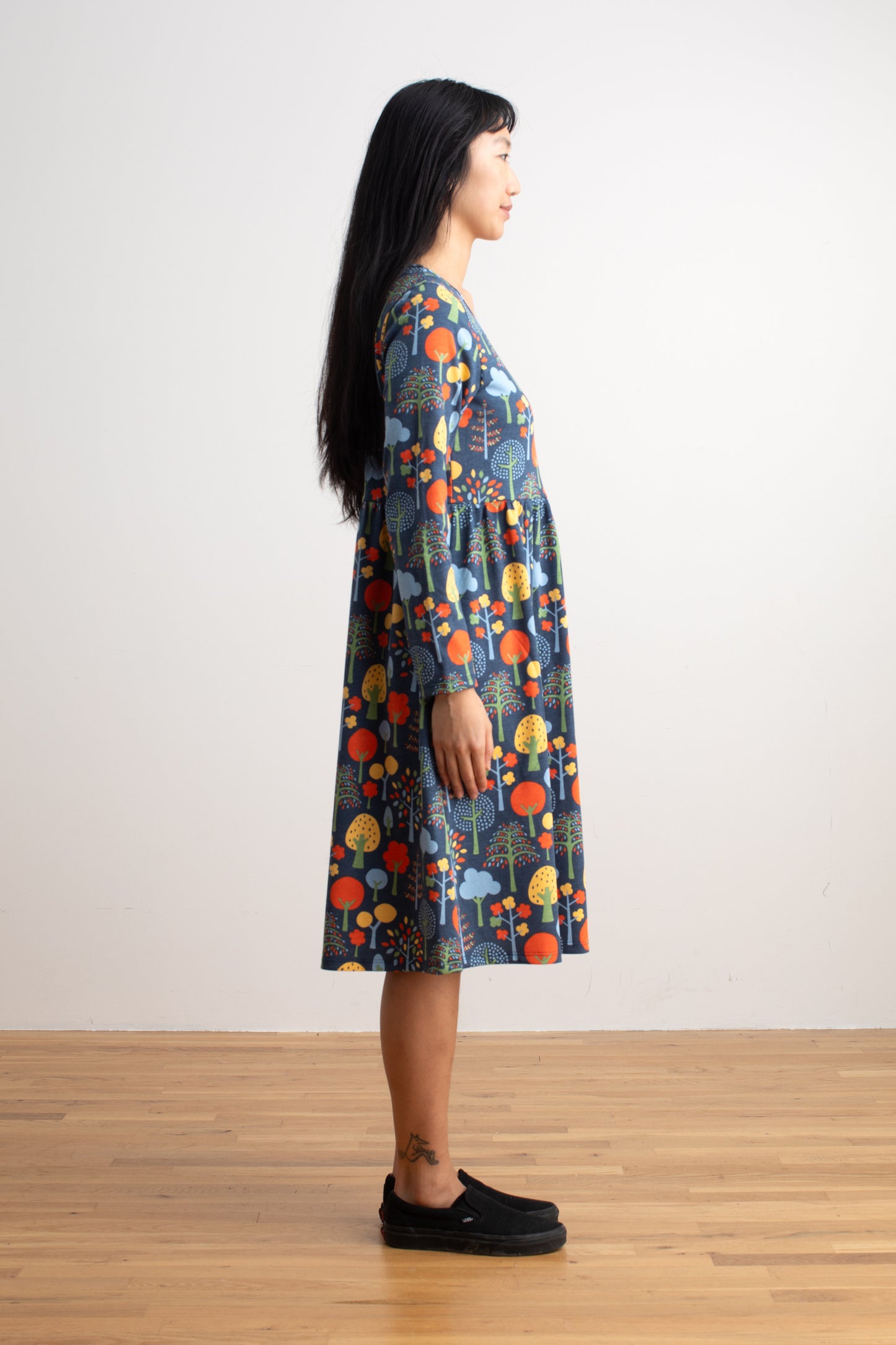Copenhagen Dress - Trees Navy & Green