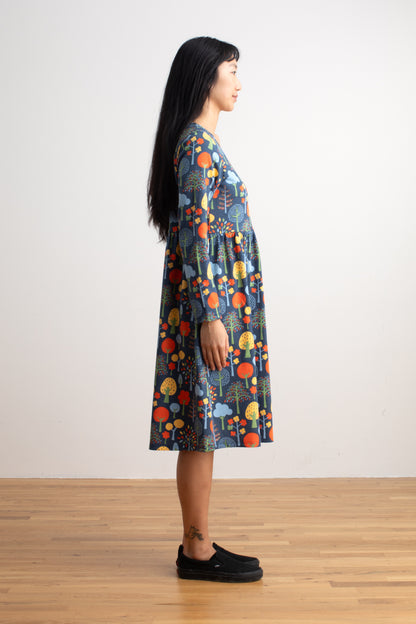 Copenhagen Dress - Trees Navy & Green