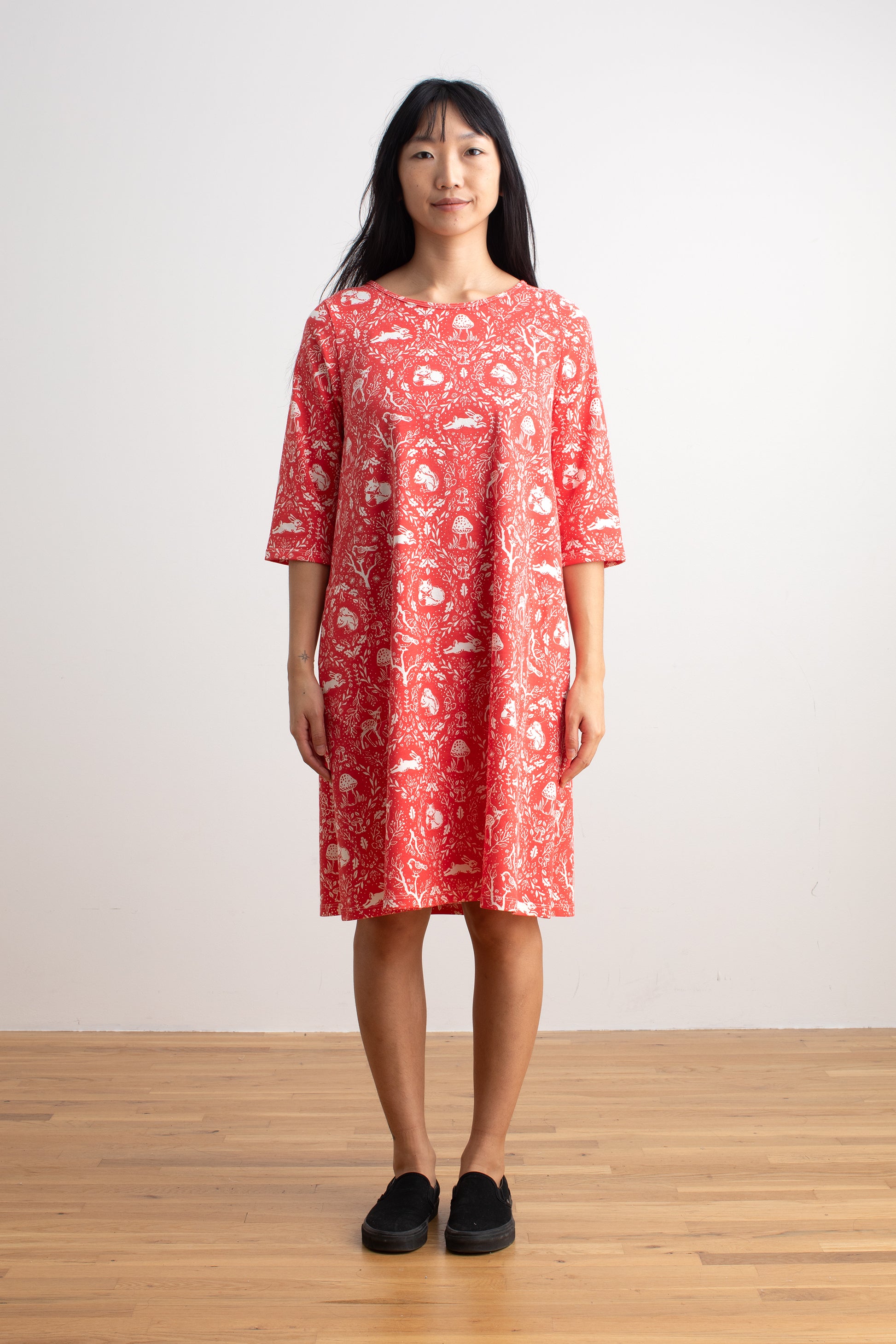Helsinki Dress - Animal Tapestry Red Winter Water Factory Helsinki Dress - Animal Tapestry Red Winter Water Factory