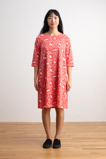 Helsinki Dress - Animal Tapestry Red