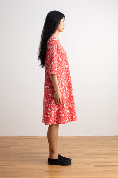 Helsinki Dress - Animal Tapestry Red