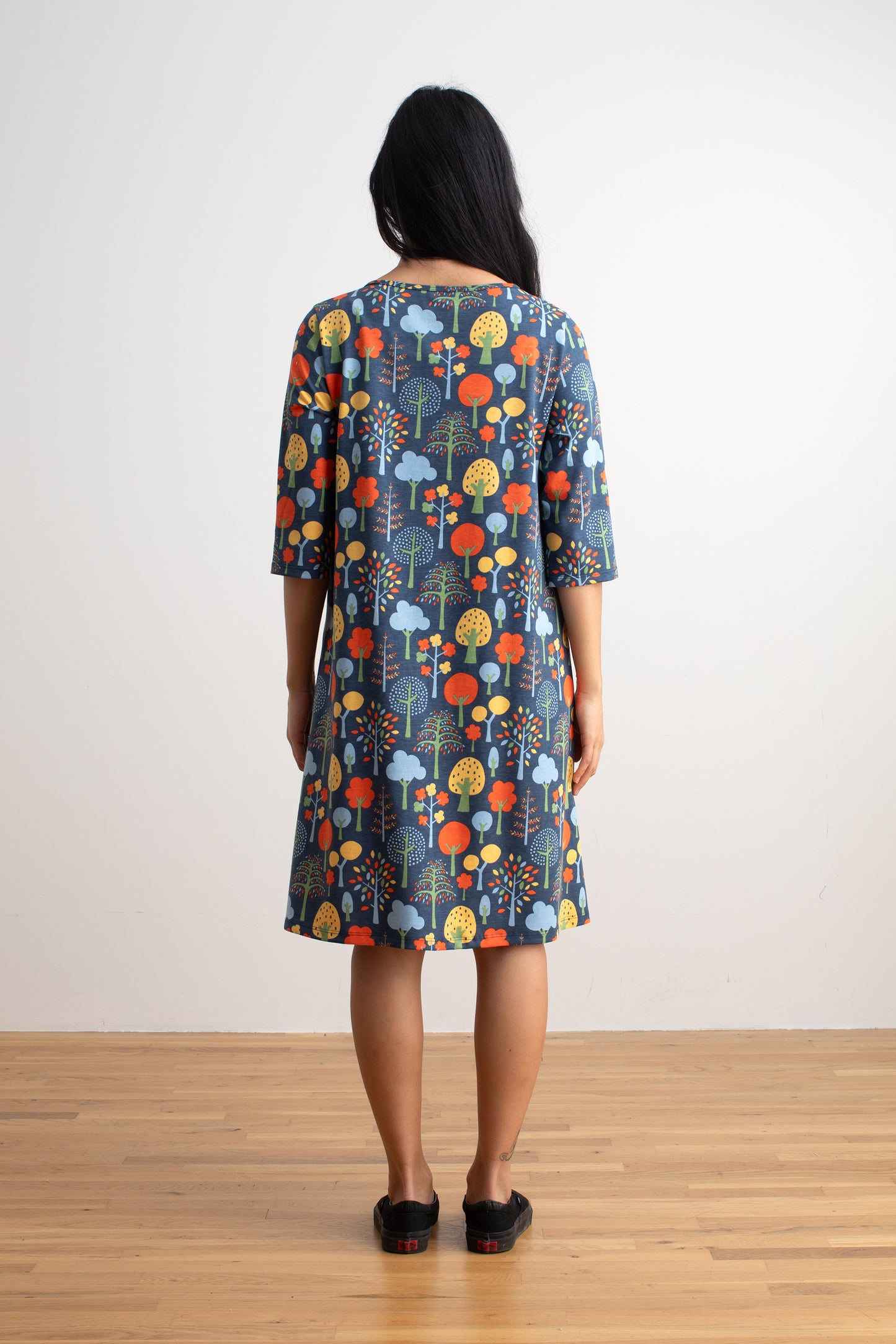 Helsinki Dress - Trees Navy & Green