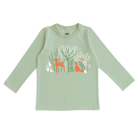 Long-Sleeve GRAPHIC Tee - Forest Friends Meadow Green