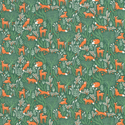 Long-Sleeve Romper - Deer & Foxes Green