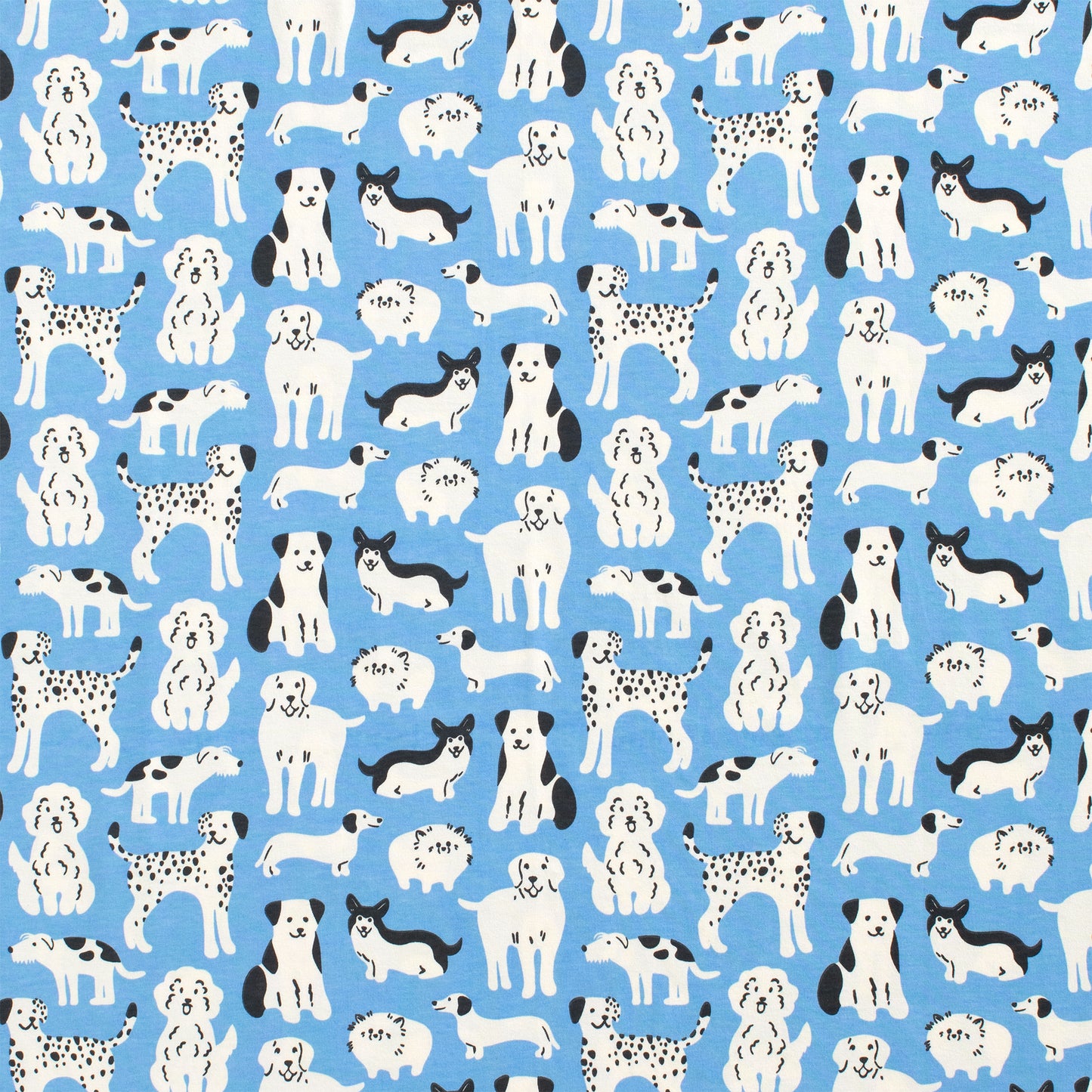 Fitted Crib Sheet - Dog Parade Blue