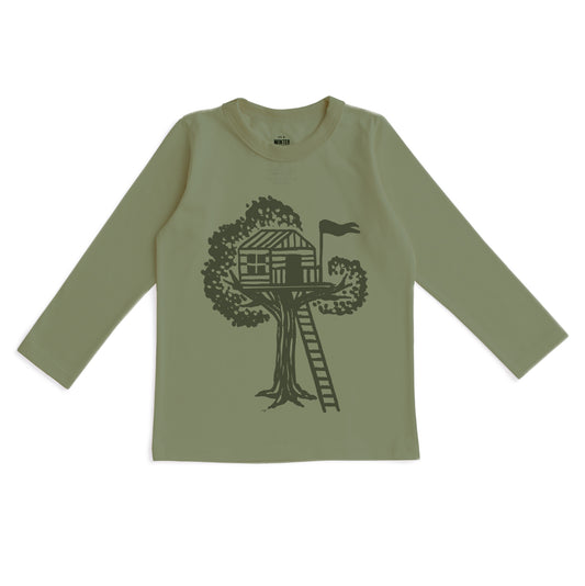 Long-Sleeve GRAPHIC Tee - Treehouse Forest Green