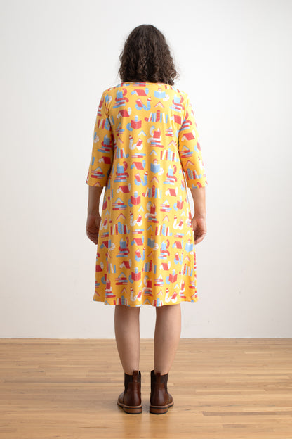 Helsinki Dress - Bookworms Yellow