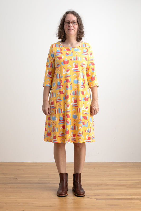Helsinki Dress - Bookworms Yellow