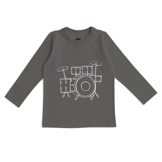 Long-Sleeve GRAPHIC Tee - Drum Set Charcoal