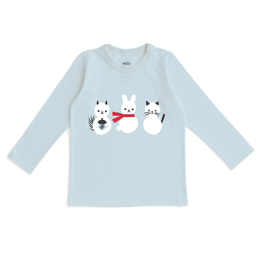 Long-Sleeve GRAPHIC Tee - Snow Friends Sky Blue