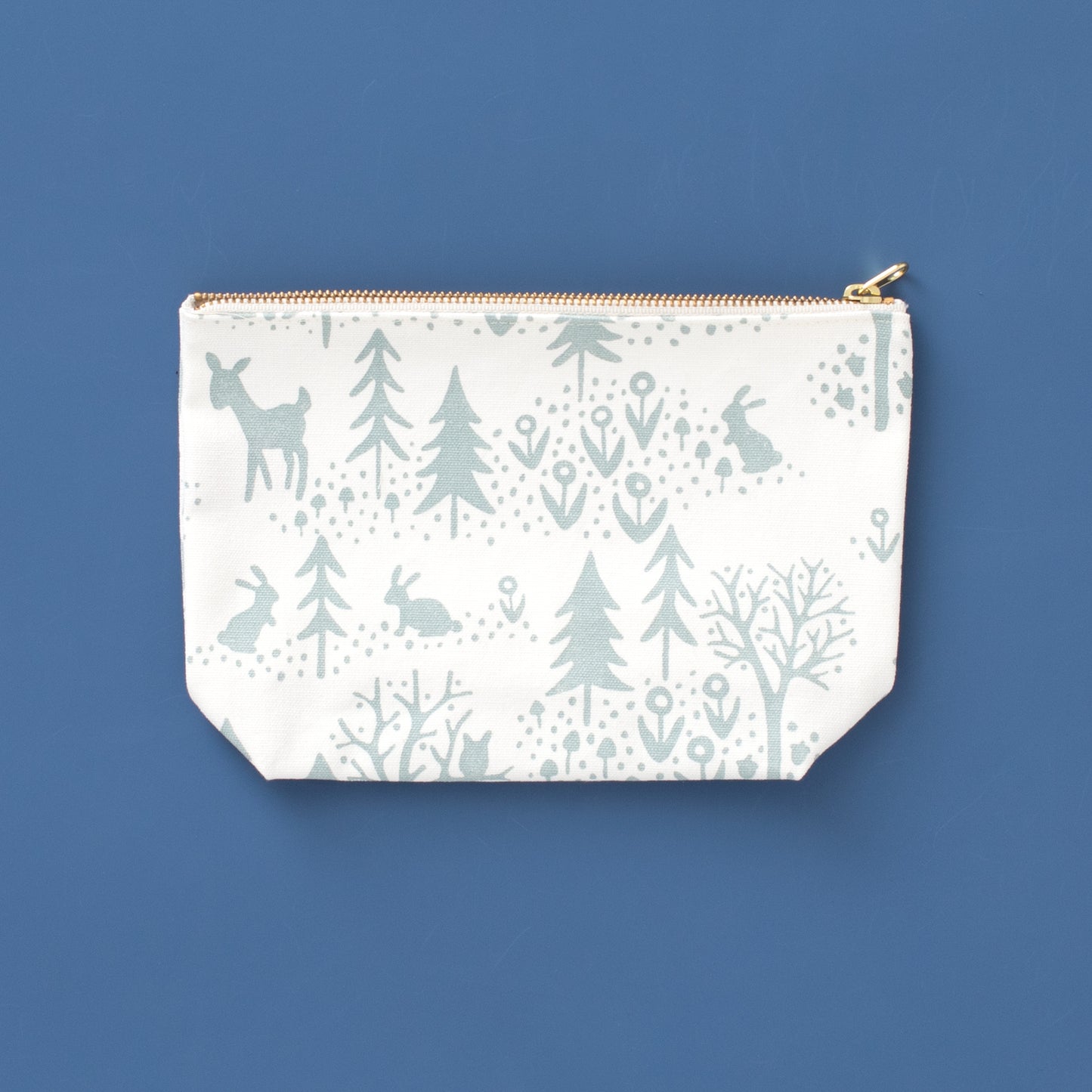 Canvas Gusset Pouch - Winter Scenic Pale Blue