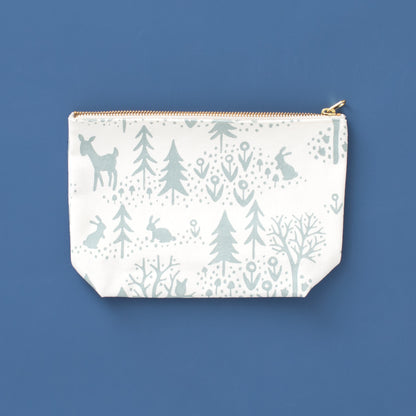 Canvas Gusset Pouch - Winter Scenic Pale Blue