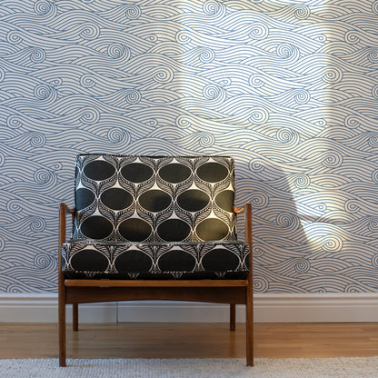 Wallpaper - Ocean Waves Slate Blue
