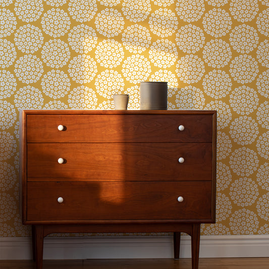 Wallpaper - Flower Dots Ochre