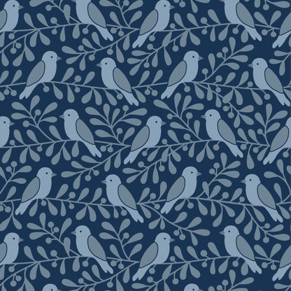 Wallpaper - Birds on Branches Blue