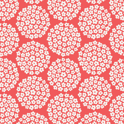 Wallpaper - Flower Dots Coral