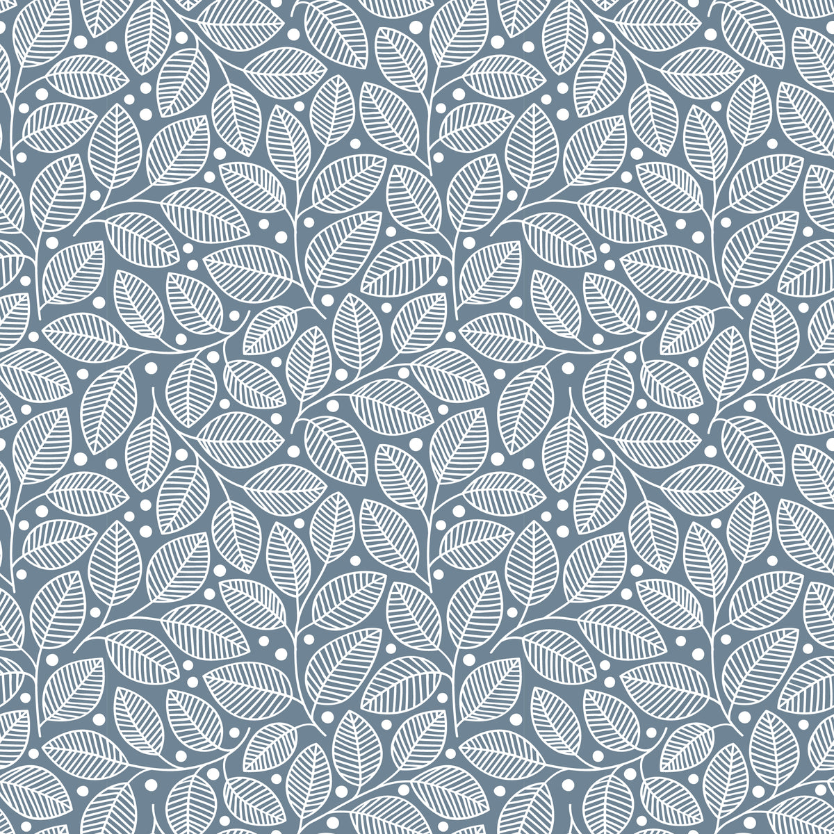 Wallpaper - Leaves & Berries Blue
