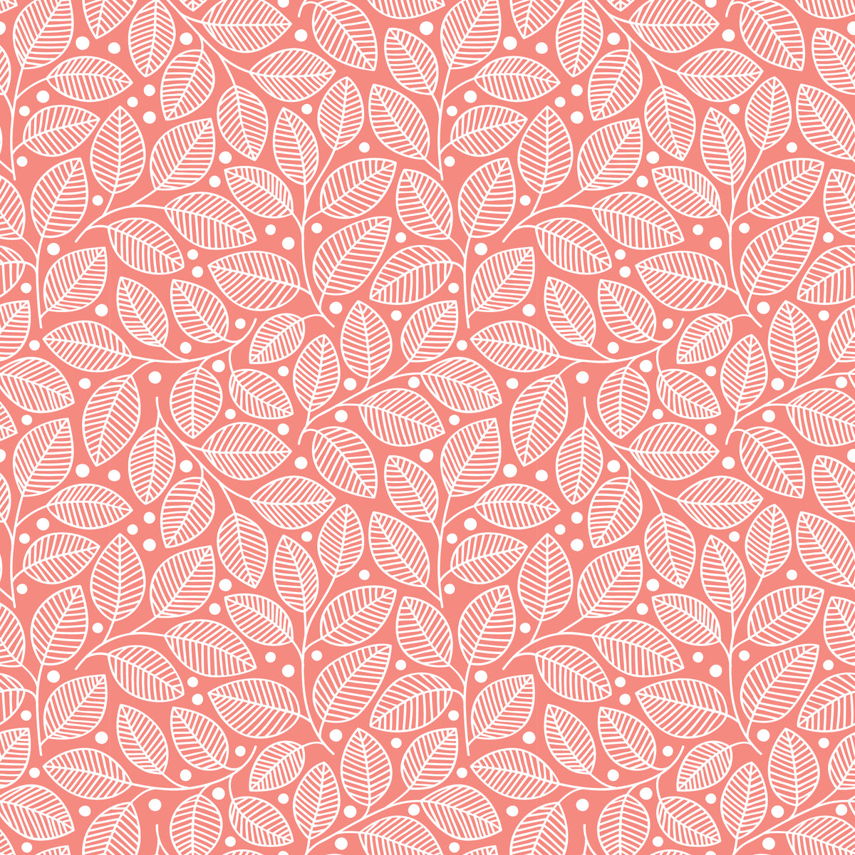 Wallpaper - Leaves & Berries Peach