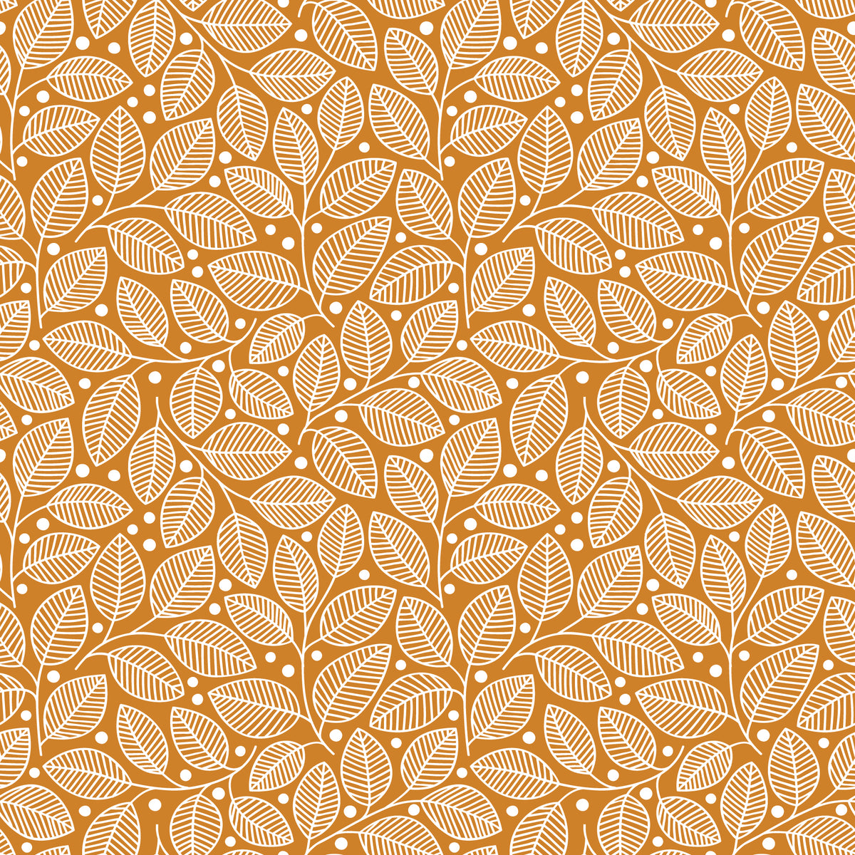 Wallpaper - Leaves & Berries Gold