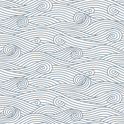 Wallpaper - Ocean Waves Slate Blue