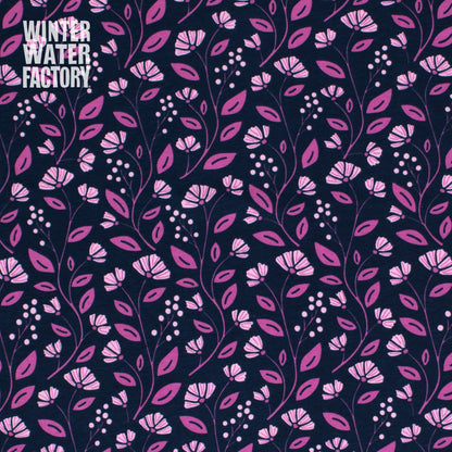 Footed Romper - Flower Vines Night Sky & Orchid