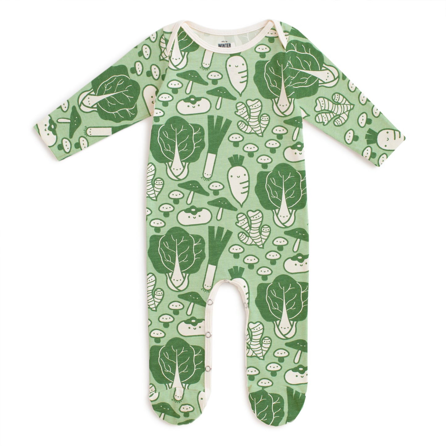 Footed Romper - Veggies Green