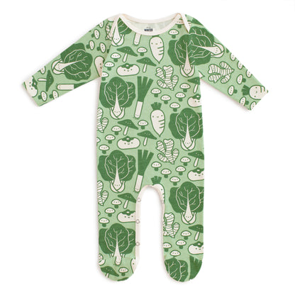 Footed Romper - Veggies Green