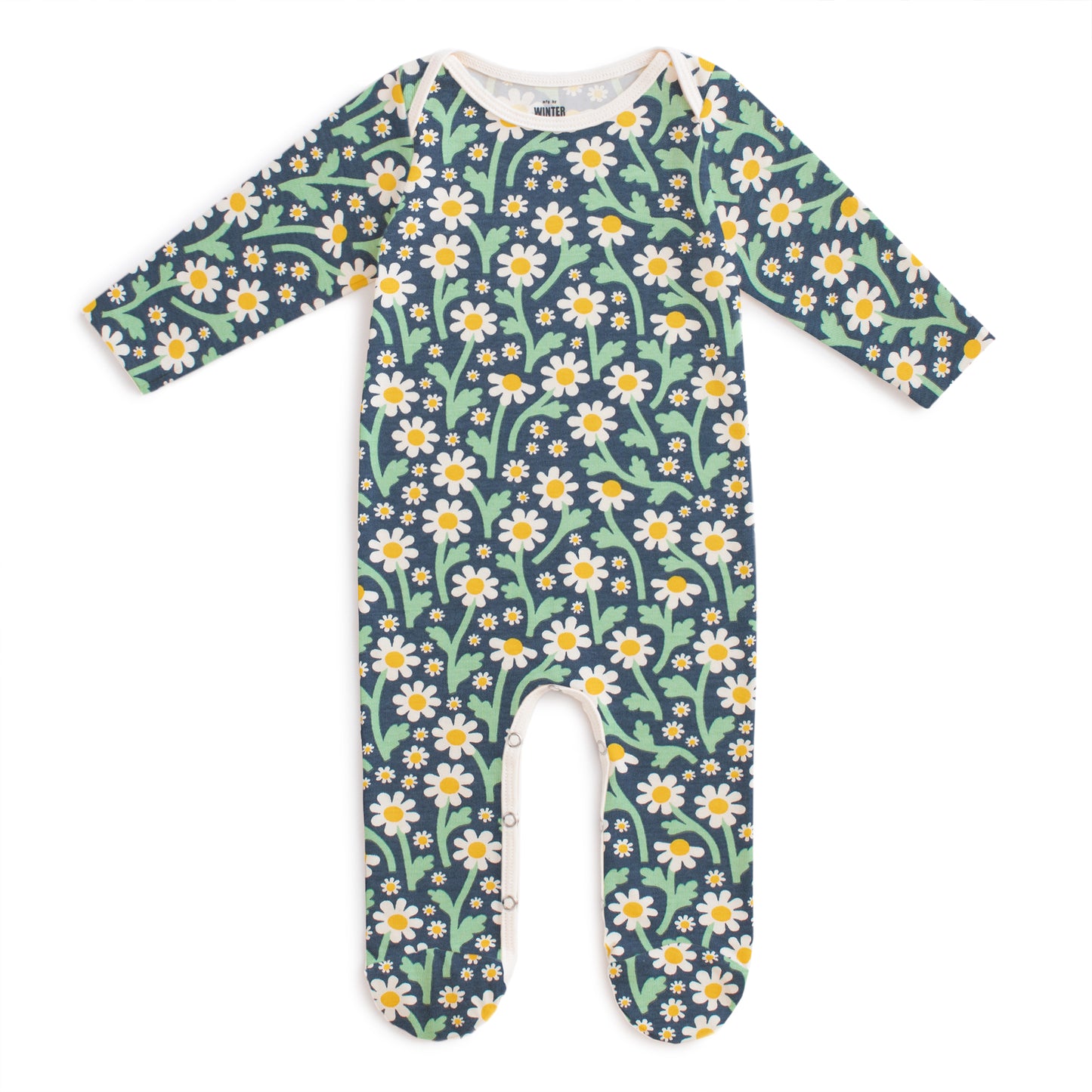 Footed Romper - Bold Daisies Navy