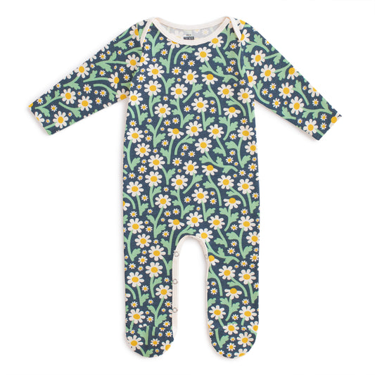 Footed Romper - Bold Daisies Navy