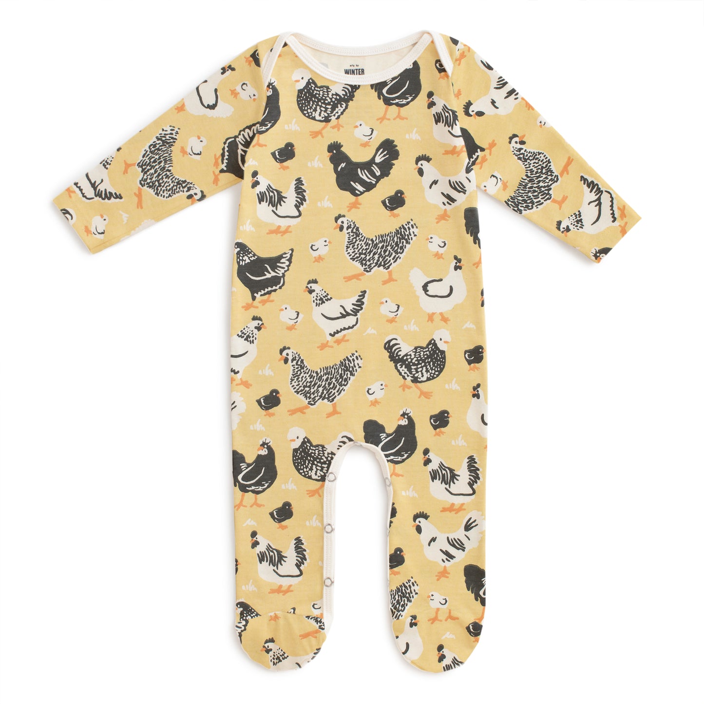 Footed Romper - Chicken Family Yellow