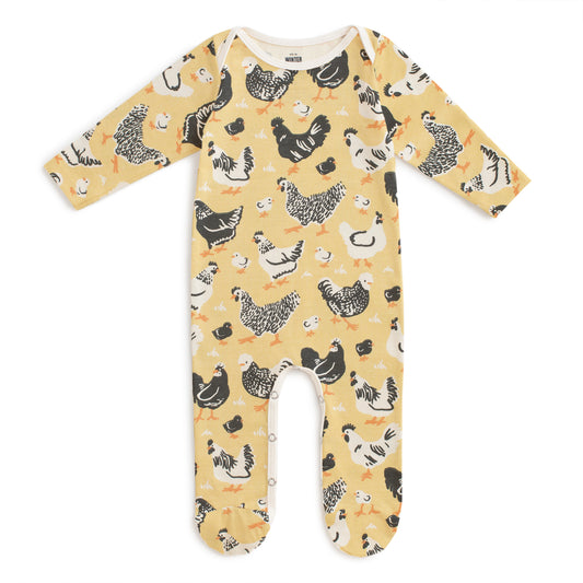 Footed Romper - Chicken Family Yellow