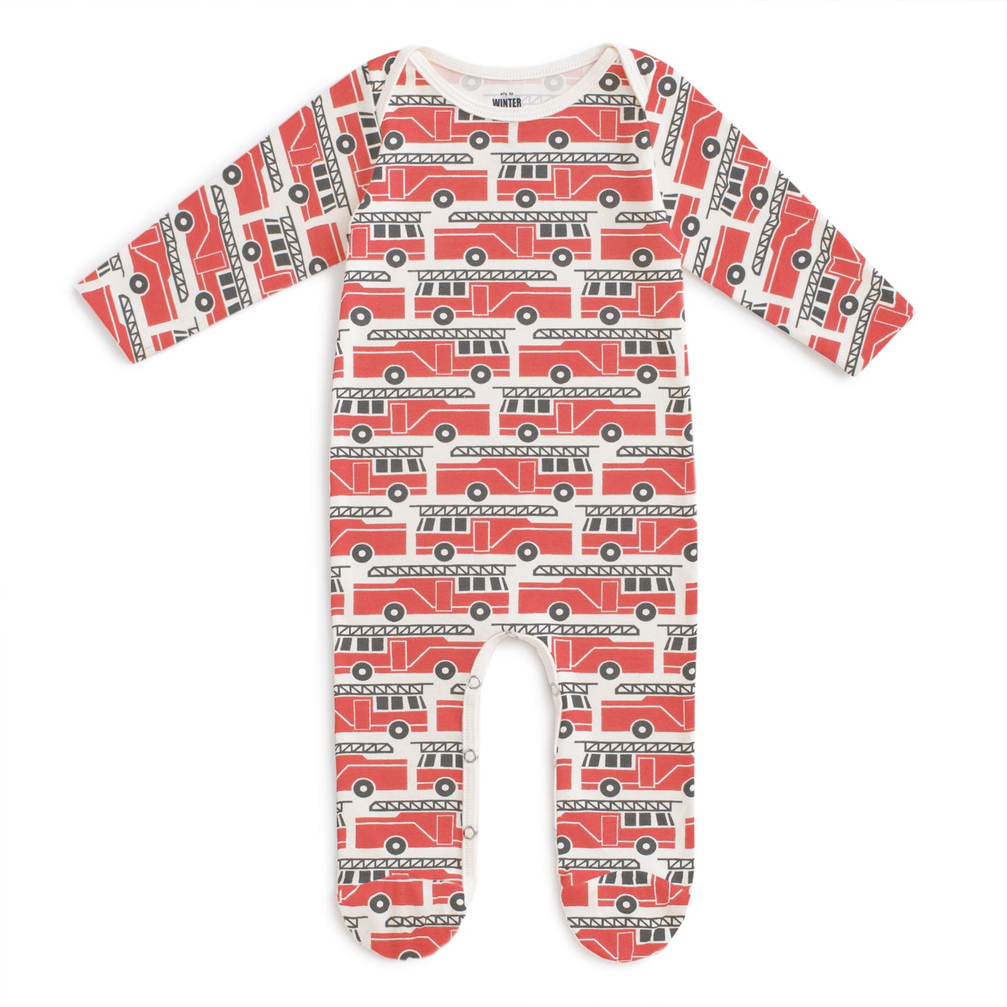 Footed Romper - Firetrucks Red