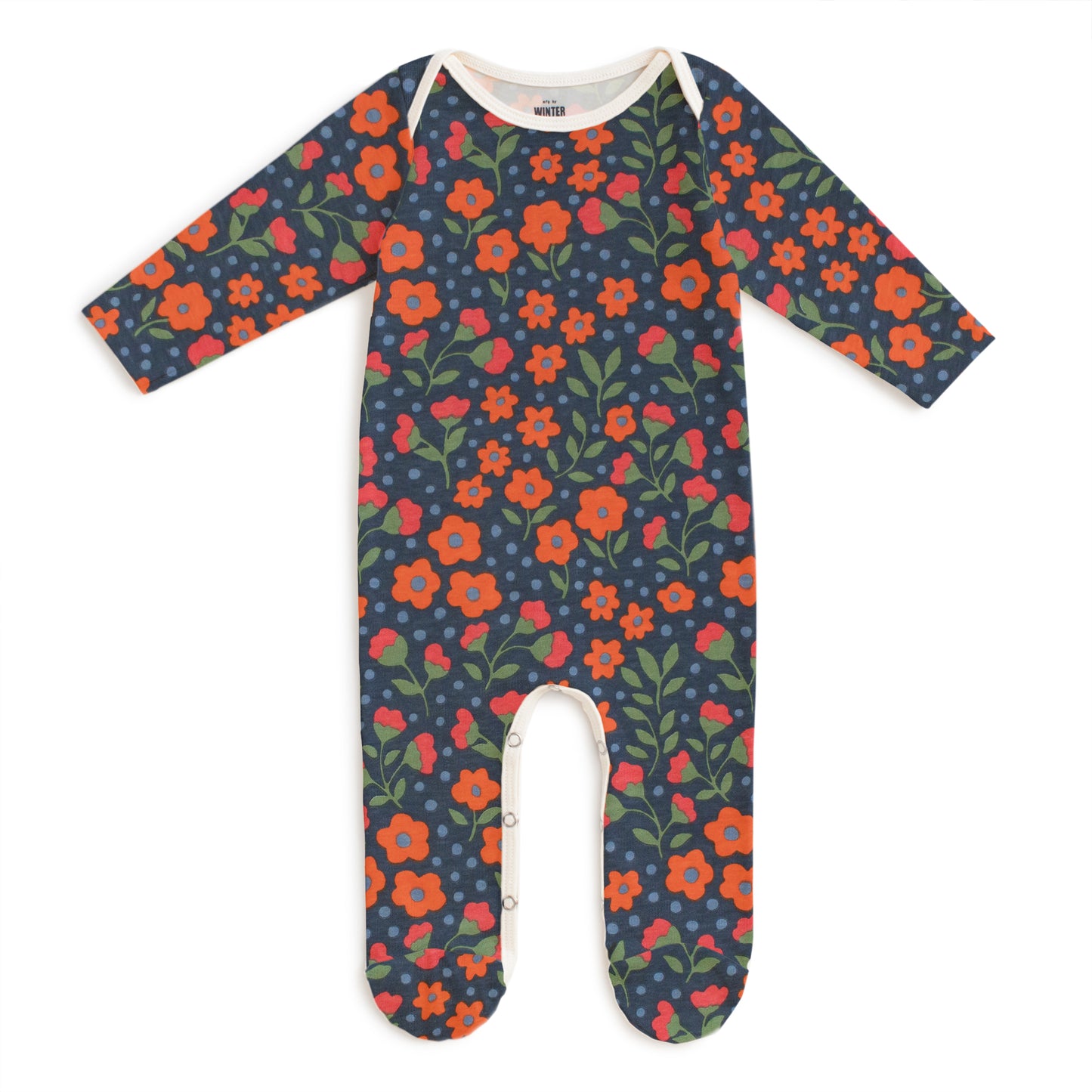 Footed Romper - Garden Blooms Navy
