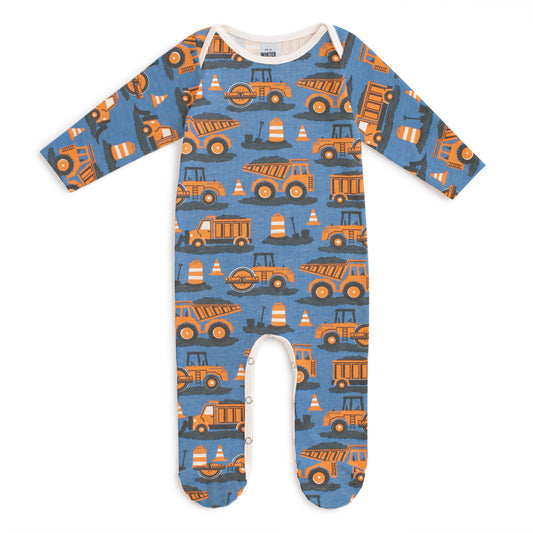 Footed Romper - Roadwork Orange & Blue