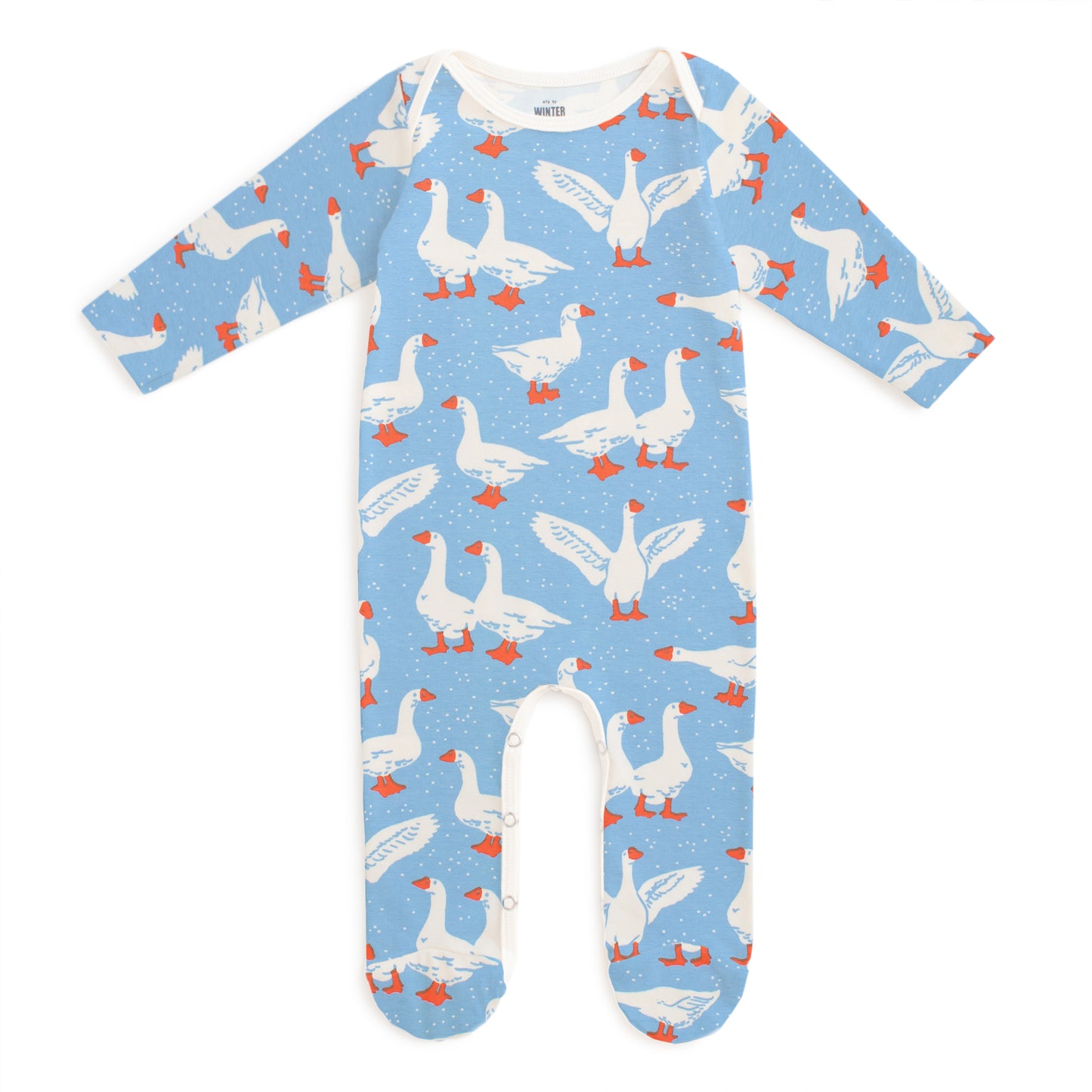 Footed Romper - Silly Geese Blue