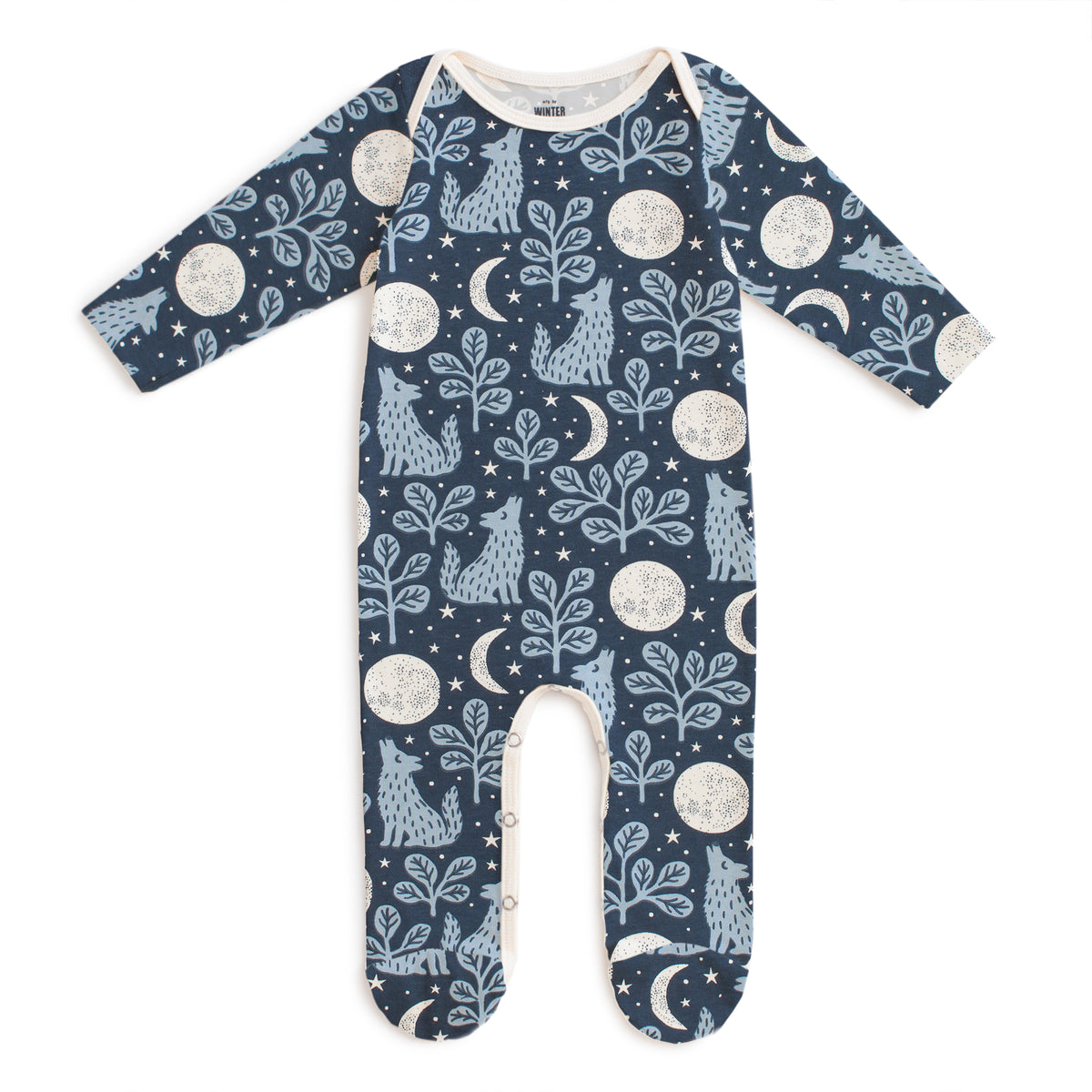 Footed Romper - Wolves Navy