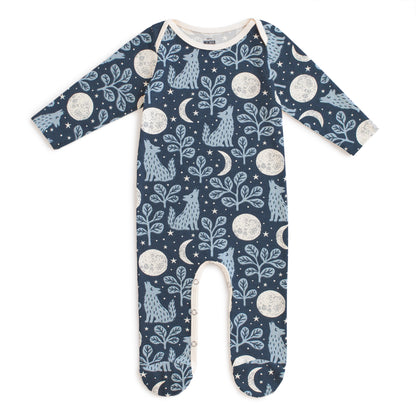 Footed Romper - Wolves Navy